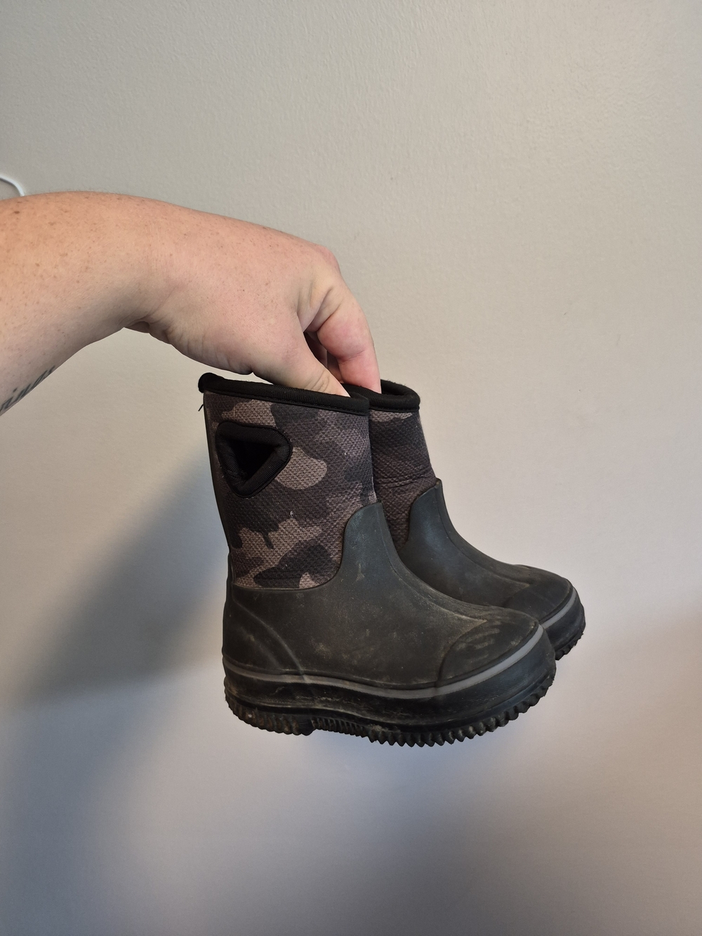 Infant 6 Black Camo Waterproof Insulated Winter Rain Boots